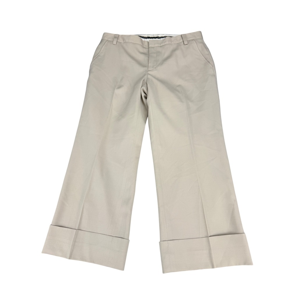Banana Republic Martin Fit Wool Blend Wide Leg Cuffed Dress Pants Women 10 23"